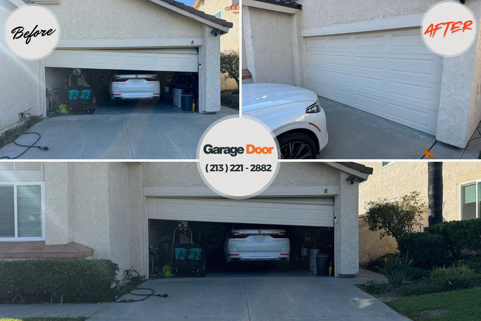 Before and after: garage door repair Cudahy, CA